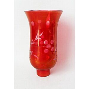 Cranberry Cut Glass Chimney Hurricane Lamp Shade Replacement